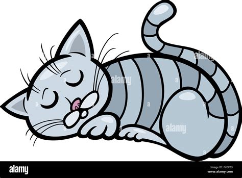 sleeping cat cartoon illustration Stock Photo - Alamy