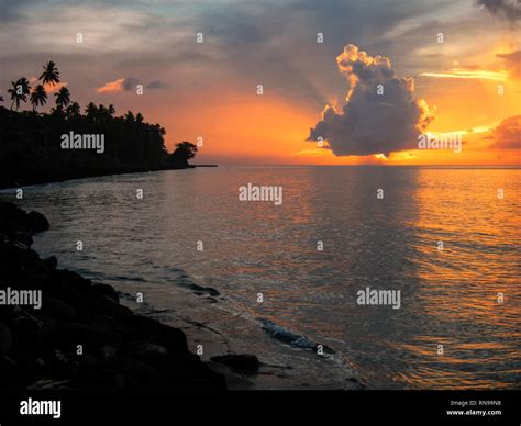 Colorful Sunset Over Somosomo Strait On Taveuni Island Fiji Taveuni