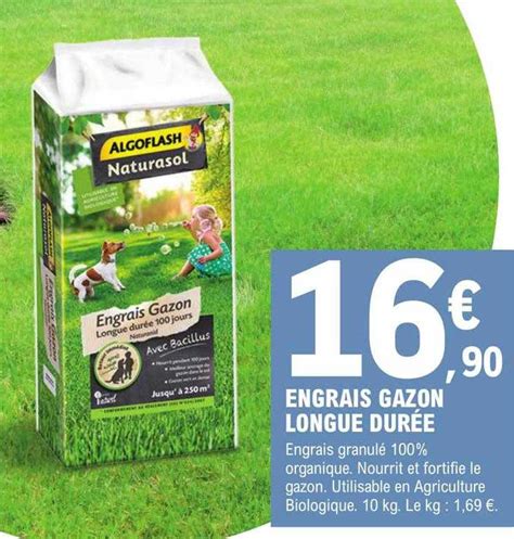 Promo Engrais Gazon Longue Dur E Algoflash Naturasol Chez E Leclerc