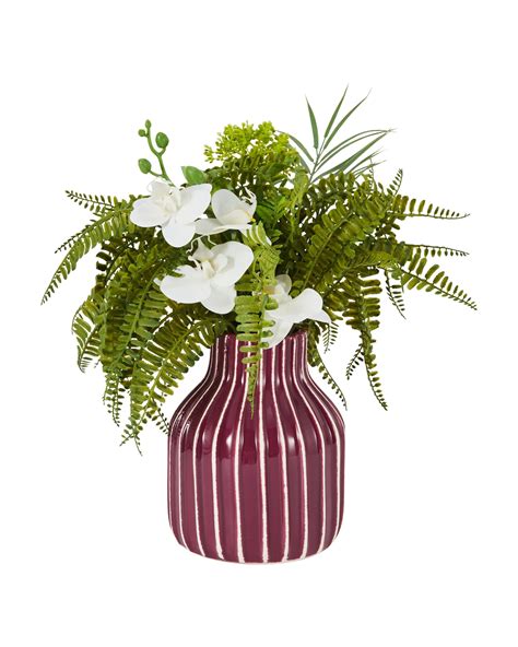 burgundy stripe ceramic vase kmart