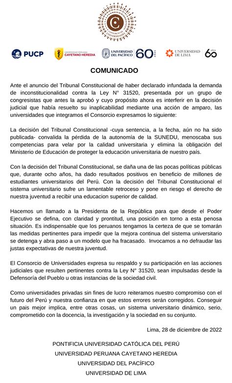 Comunicado Del Consorcio De Universidades Ante El Anuncio Del Tribunal