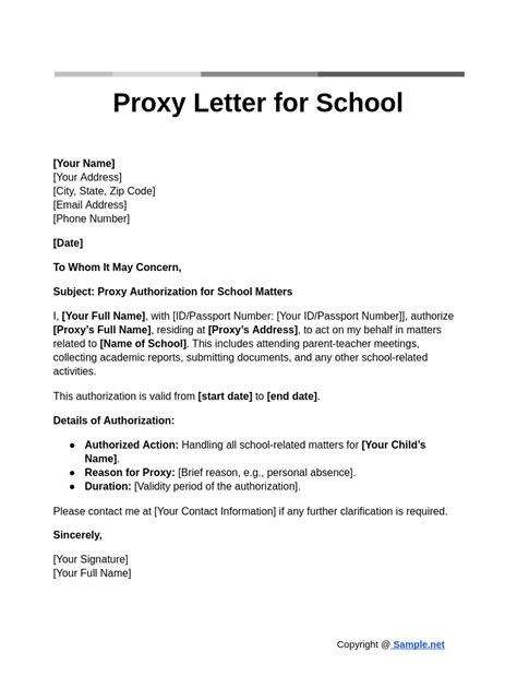 proxy letter samples