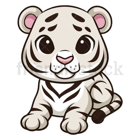 Chibi Kawaii White Tiger Cartoon Clipart Vector Friendlystock