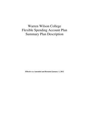 Fillable Online Warren Wilson Warren Wilson College Flexible Spending