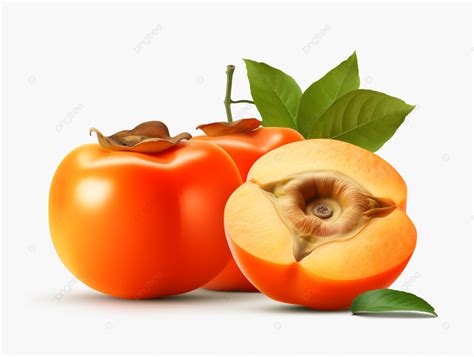 Two Pieces Of Persimmons Are Sitting On A White Background Pop Mart