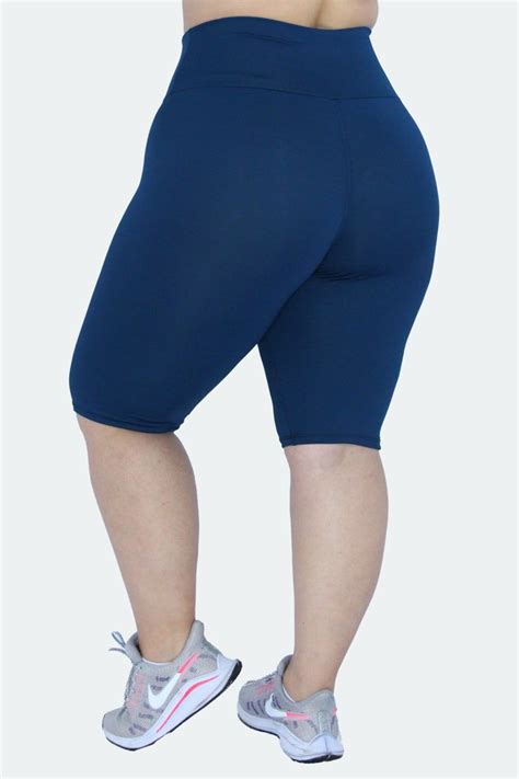 Bermuda Suplex Poliamida C S Alto Azul Plus Size Ailos Aproxima