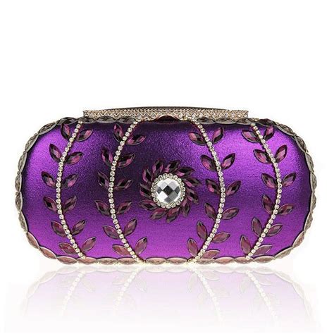 Purple Crystal Evening Bag Rhinestone Clutch Purse Prom Handbags Purses Evening Bags Crystal