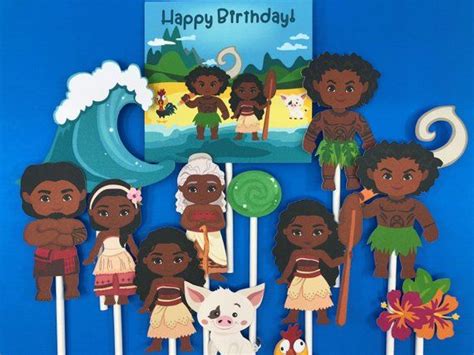 Moana Cupcake Toppers Moana Theme Party Hawaii Birthday Moana