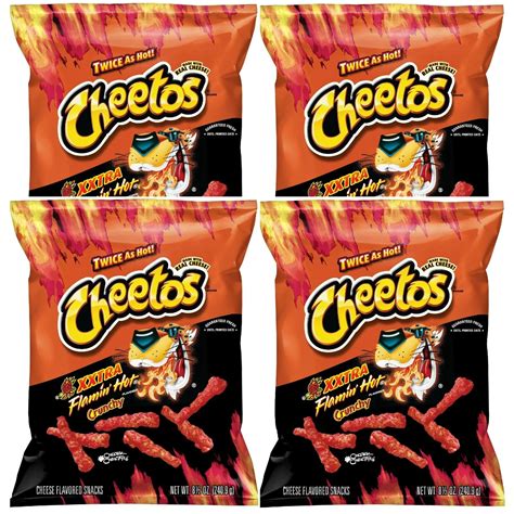 Cheetos Crunchy Xxtra Flamin Hot Cheese Snack Chips 8 5 Oz 4 Bags