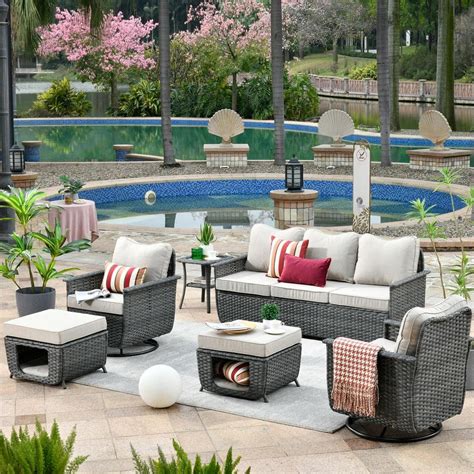 Ovios Fortune Dark Gray Piece Wicker Outdoor Patio Conversation Set