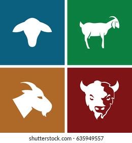 Goat Icons Set Set Goat Stock Vector Royalty Free