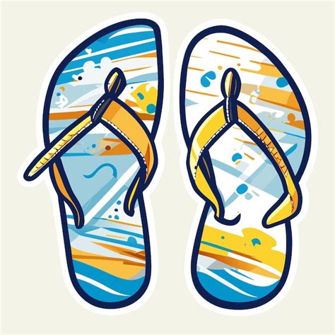 Aufkleber Strand Flip Flops Set Sommerschuhe Modeschuhe Doodle Skizze