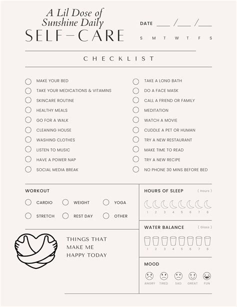 Wellness Routine For Busy Women Printable Self Care Tracker Women S