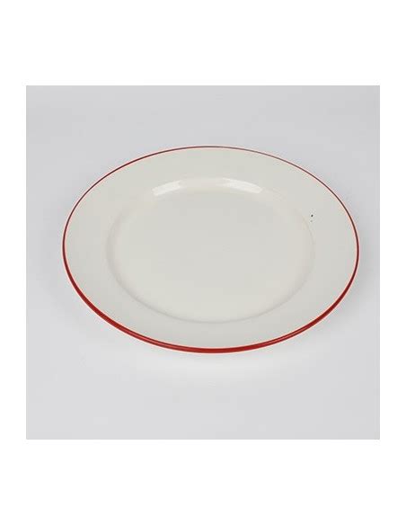 Plato Ceramica Blanco Borde Rojo Cm