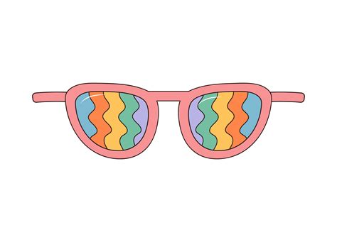 Hippie Rainbow Sunglasses Groovy Retro Fashion Style Vector