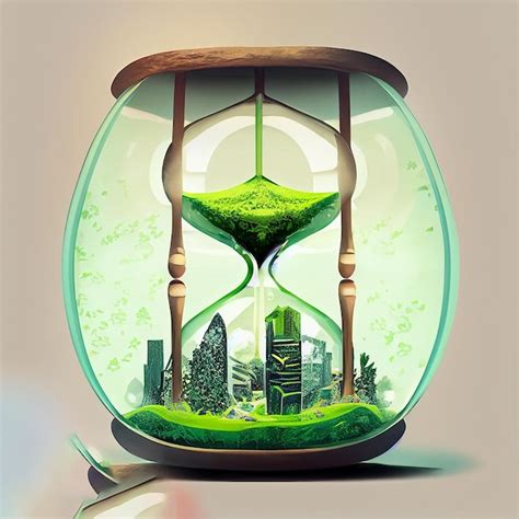 Premium Ai Image Ai Generated Illustration A Hourglass With Green Eco