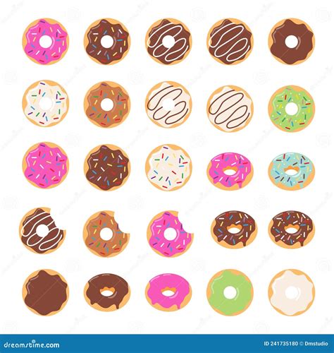 Iconos Vectoriales De Estilo Plano De Donuts De Colores Acristalados