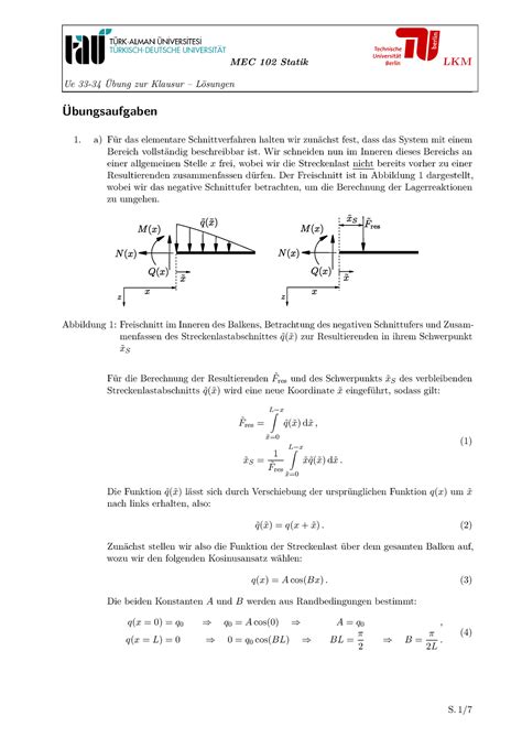 Statik L Sung Ue Bung Zur Klausur L Sungen