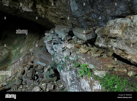 Ancient Coffins Stacked One After Another At The Entrance To Lumiang