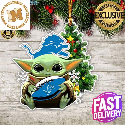 Detroit Lions Baby Yoda NFL Christmas Tree Decorations Ornament - Mugteeco