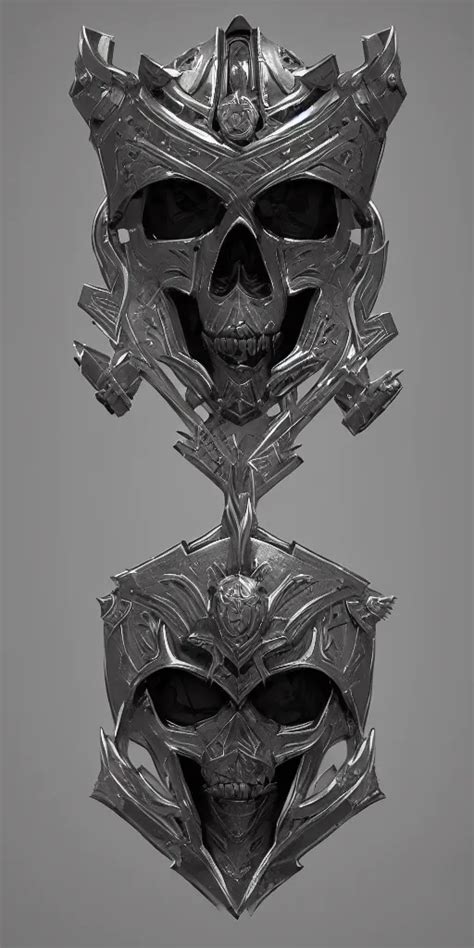 A Black And Silver Shield Skull Crest Ornament Stable Diffusion