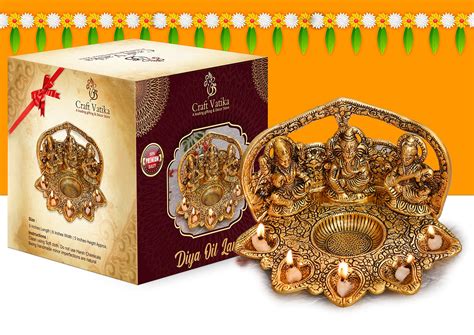 Buy CraftVatika Diwali Gift Items Diya Laxmi Ganesha Saraswati Idol Oil