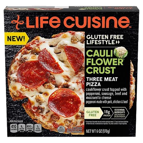 Life Cuisine Protein Lovers Cauliflower Crust Three Meat Pizza 6 Oz