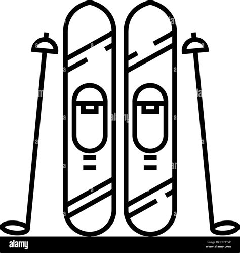 Skiing Line Icon Concept Sign Outline Vector Illustration Linear