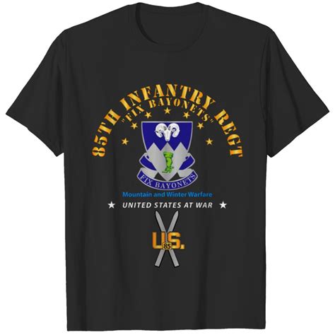 Army 85th Infantry Regt Fix Bayonets W Ski Branch T Shirt Sold By