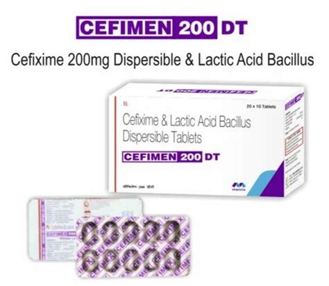 Cefixime 200 Mg Dispersible Lactic Acid Bacillus Tablets At Rs 161