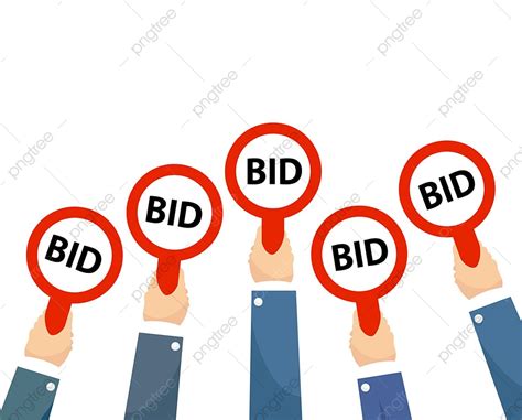 Auction Bidding Vector Design Images Businessman Buyers Hands Raising