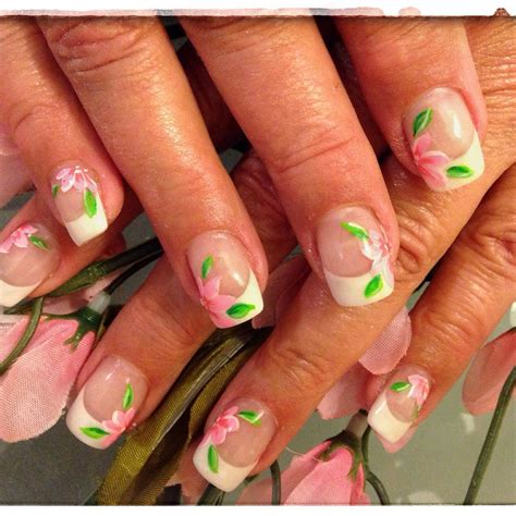 French Flower Nail Art French Tip Nail Designs Flower Nail Designs