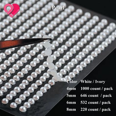 10x Self Adhesive Round Pearls Crystal Bling Stickers Bead Trim Flat