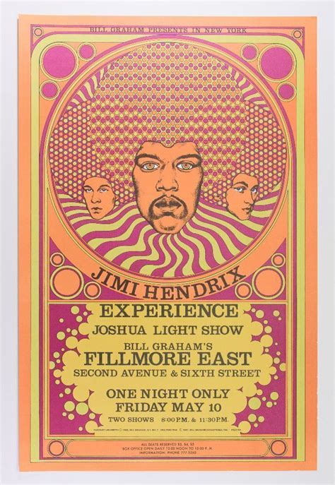 1987 Aor 290 Jimi Hendrix Fillmore East Rp2 Poster Excellent 75