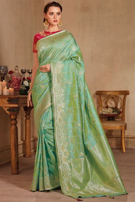 Pastel Color Silk Indian Wedding Saree 931