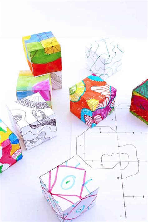 Doodle Cubes A Fun Drawing And Sculpture Art Activity For Kids