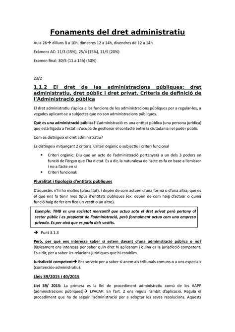 Fonaments Del Dret Administratiu 1 El Dret De Les Administracions