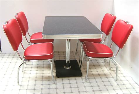 Retro 50s US Diner Furniture Kitchen Table + 4 Chairs Restaurant Seating Set Red | eBay