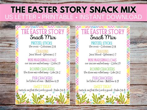 Easter Story Snack Mix Activity Easter Gift Tag Easter Treats Sunday