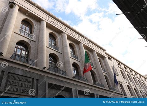 Banco Di Napoli. Facade of the Building in Fascist Style Headquarters ...