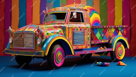 Premium Photo | A 3D poster featuring a minimalistic Pakistani Truck ...