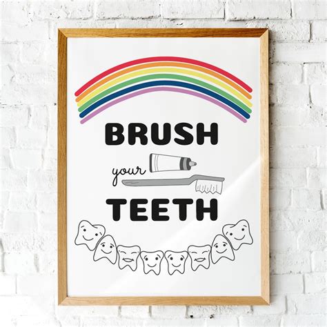 Brush Your Teeth Poster. Dental Health Printable. Kids Hygiene Poster ...