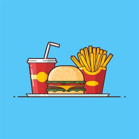 Premium Vector Illustration Of Burger And French Fries With Soft