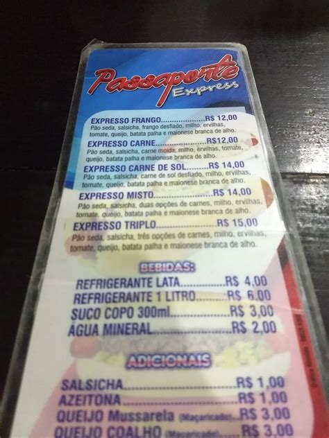 Menu em passaporte express pub Bar Maceió