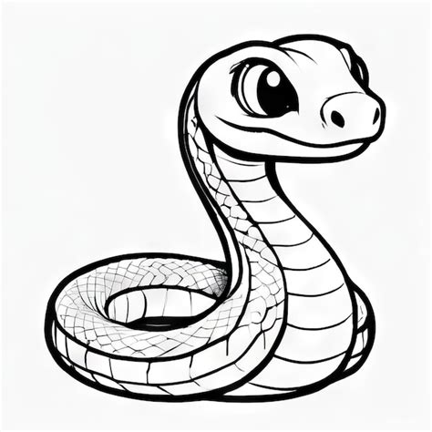 Un Dibujo En Blanco Y Negro De Una Serpiente Con Un Contorno Negro