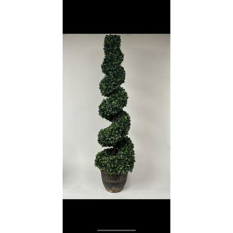 60 In Dark Green Indoor Artificial Boxwood Spiral Topiary Tree