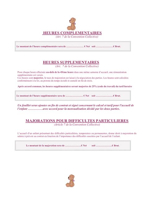 Model De Contrat De Travail Assistante Maternelle Doc Pdf Page