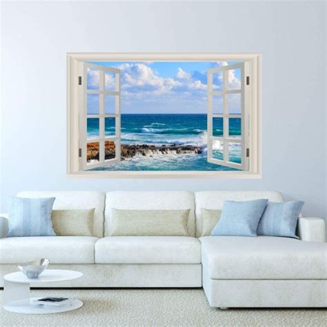 Sunset Beach Wall Decal Window Wall Mural Decor 3D Ocean - Etsy