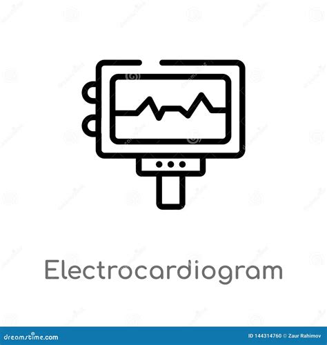 Icono Del Vector Del Electrocardiograma Del Esquema L Nea Simple Negra