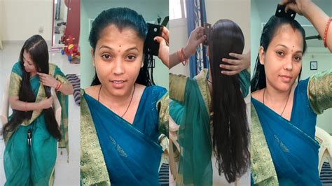 Ms Rapunzel Garima Jaiswal Showing Off Her Long Hair Hair Oiling